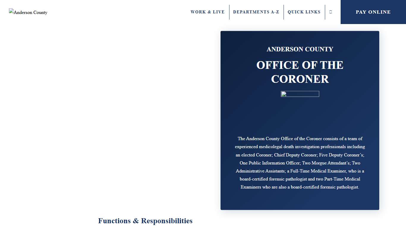 Coroner - Anderson County South Carolina